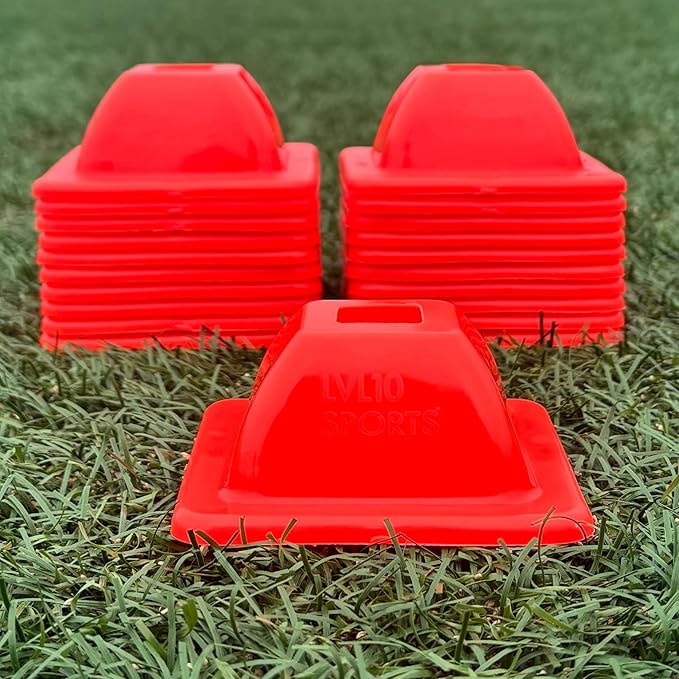 LVL10 Pro Training Cones - 2" Mini Soccer Cones for Sports Training - for Basketball, Football, Basketball and Agility Drills - Soccer Field Markers That Won't Crack, Slide or Fly