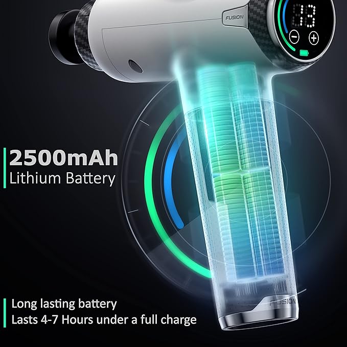 Fusion Black Pro Deep Tissue Massage Gun for Athletes - Percussion Muscle Massager for Pain Relief and Relaxation - Chiropractor Body Massager