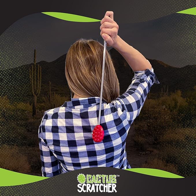 Cactus Scratcher Extendable Telescopic Back Scratcher - Extends 25" Long Double Sided Retractable Scratching Tool for Hand, Neck, Head, and Body - Universal Gift for Family, Pets, and Friends, Pink