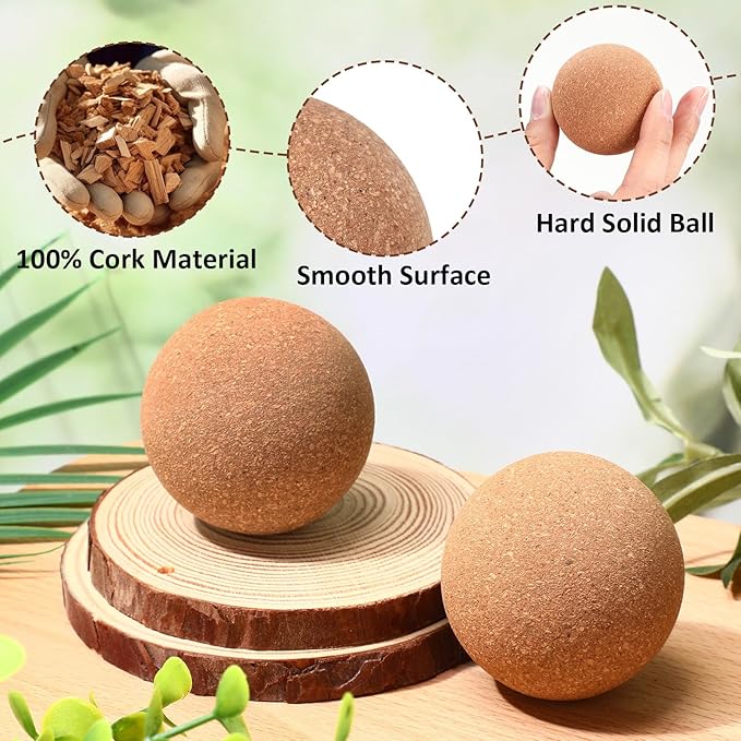 50 Pcs Cork Massage Ball 2 Inch Solid Hard Myofascial Release Yoga Ball for Back Foot Neck Pain Therapy Portable Tissue Muscle Release Tool for Home Office Travel