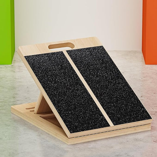 TEMI Slant Board for Calf-Stretching - Wooden Incline Wedge Stretcher for Squats, Foot & Ankle Mobility, Portable Fitness Equipment, Balance Block