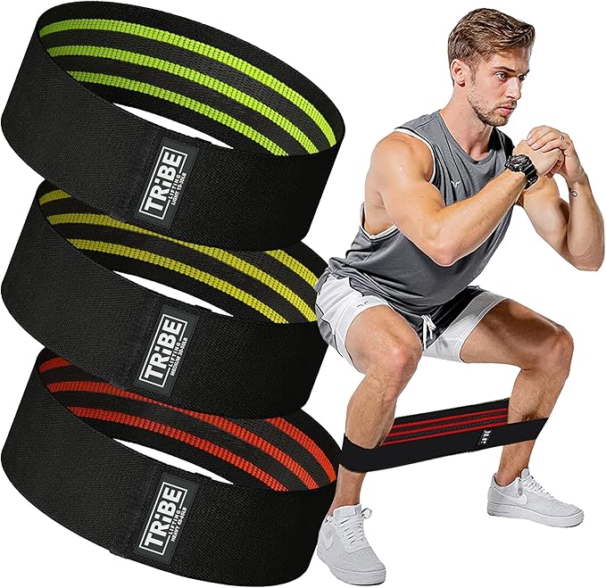 Tribe Lifting Fabric Resistance Bands for Legs - Workout Bands Resistance Bands for Men and Women - Booty Bands for Working Out - Exercise Bands Resistance Bands Set - Elastic Bands for Exercise