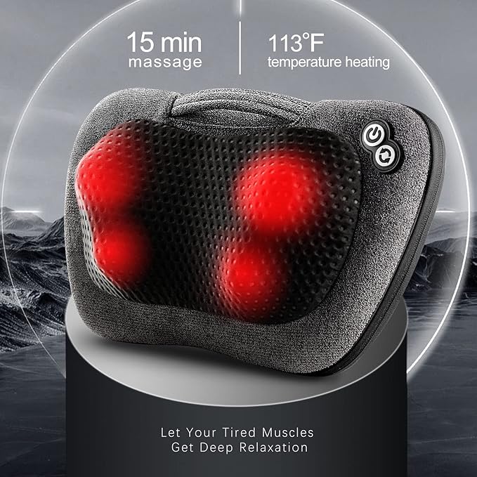 VIKTOR JURGEN Back Massager, Neck Massager with Heat, Massage Pillow Gifts for Men & Women, Electric Shiatsu Back Massager, Deep Kneading Shoulder Massager for Full Body Muscle,Massage at Home, Car