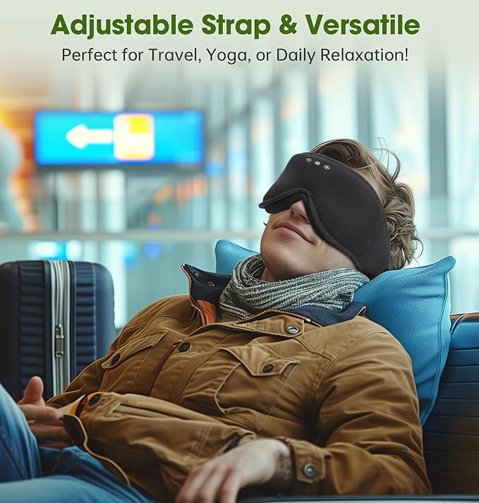 BambooCotton 3D Bluetooth Sleep Mask, LC-dolida 2025 New Sleep Headphones, Wireless Comfort, Sustainable Luxury for Better Sleep