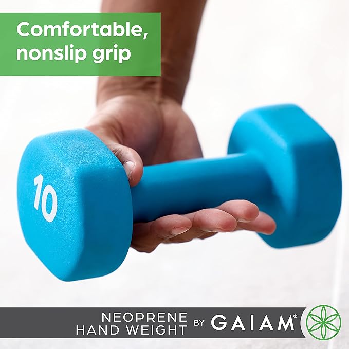 Gaiam Dumbbell Hand Weight (Sold in Singles) - Neoprene Coated Exercise & Fitness Dumbbell for Home Gym Equipment Workouts Strength Training Free Weights for Women, Men