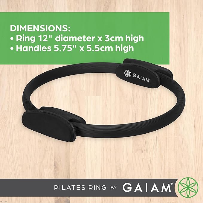 Gaiam Pilates Ring Fitness Circle - Lightweight & Durable Foam Padded Handles, Flexible Resistance Exercise Equipment for Toning Arms, Thighs/Legs & Core