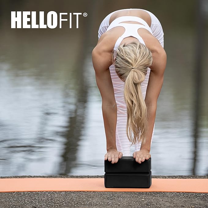 Hello Fit 3" Yoga Block, 10 Pack Bulk EVA Foam Yoga Blocks, Firm and Supportive Yoga Brick, Balance Foam for Stretching, Pilates, and Workout, 3" x 6" x 9"