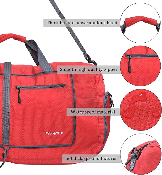 Woogwin Travel Duffel Bag Large Foldable Waterproof Overnight Bag for Beach Swim Bags Pool Sports Gym