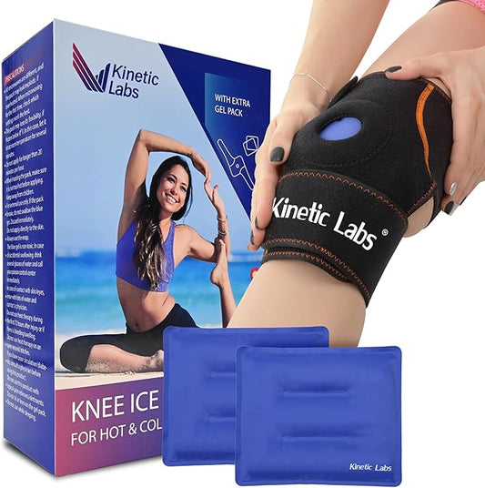 Knee Ice Wrap by Kinetic Labs – Reusable Hot & Cold Gel Pack with Extra Insert – Ice Pack for Knee Injuries, Meniscus, ACL, Tendonitis