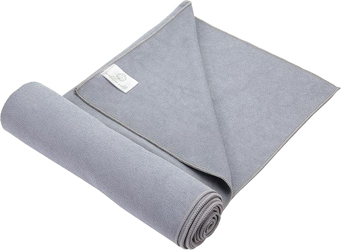 Yoga Mat Towel - Double Sided Microfiber Yoga Towel - Sweat Absorbent Non Slip Hot Yoga Towel - Lightweight, Quick Drying Pilates and Bikram Sweat Towel - 73''L x 26''W, Fog Gray