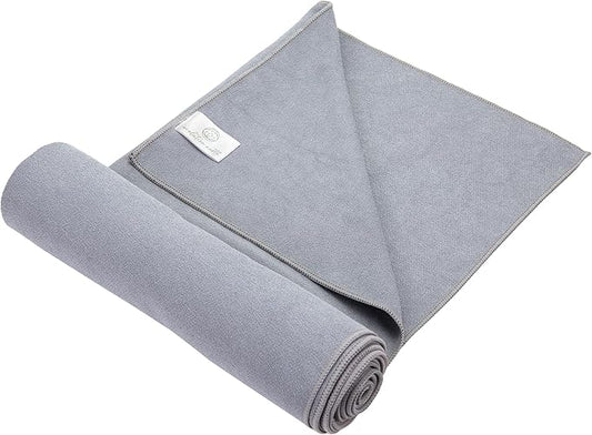 Yoga Mat Towel - Double Sided Microfiber Yoga Towel - Sweat Absorbent Non Slip Hot Yoga Towel - Lightweight, Quick Drying Pilates and Bikram Sweat Towel - 73''L x 26''W, Fog Gray