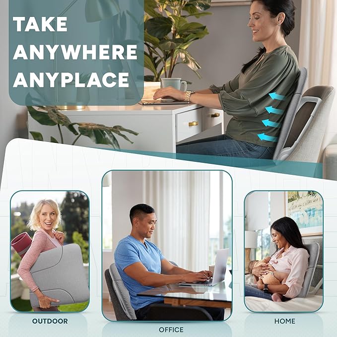 READY ROCKER Deluxe Cloud | Adjustable Ergonomic Portable Rocker | Back Pain Relief & Relaxation | White Rocker & Deluxe Cover | Back & Lumbar Support for Chair | Lightweight & Portable | 3.0 Model