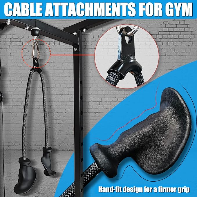 Ergonomic Tricep Rope Pulldown Attachments, Upgraded 27 32 40 & 47 Inch Extra Long Triceps Rope Cable Attachments for Gym, LAT Pull Down Bar for Cable Machine, Tricep Workout Cable Attachments