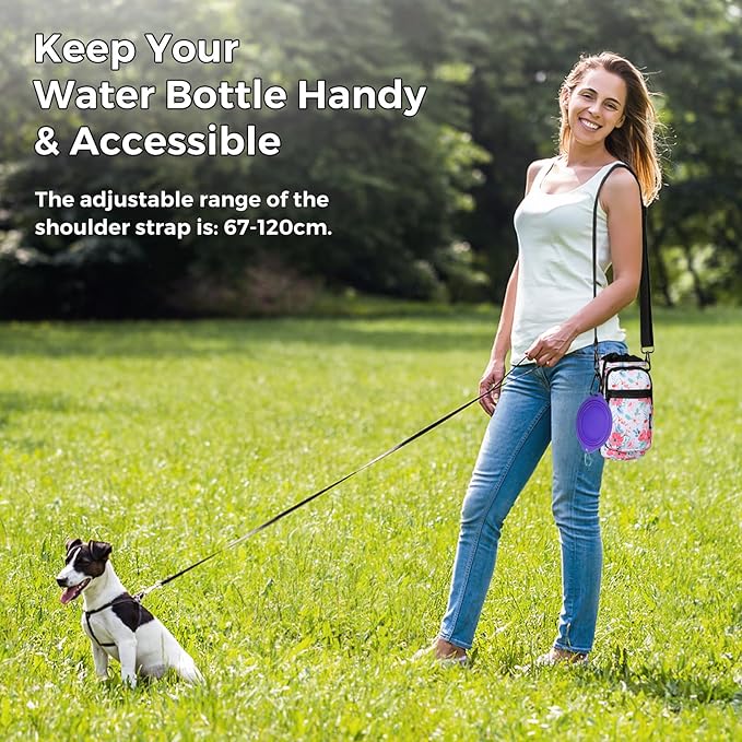 Nuovoware Water Bottle Carrier, 40oz Bottle Carrier Sports Insulated Water Bottle Holder with Adjustable Shoulder Strap, 2 Pockets Flask Sling Bag Drawstring Pouch for Climbing Hiking Walking