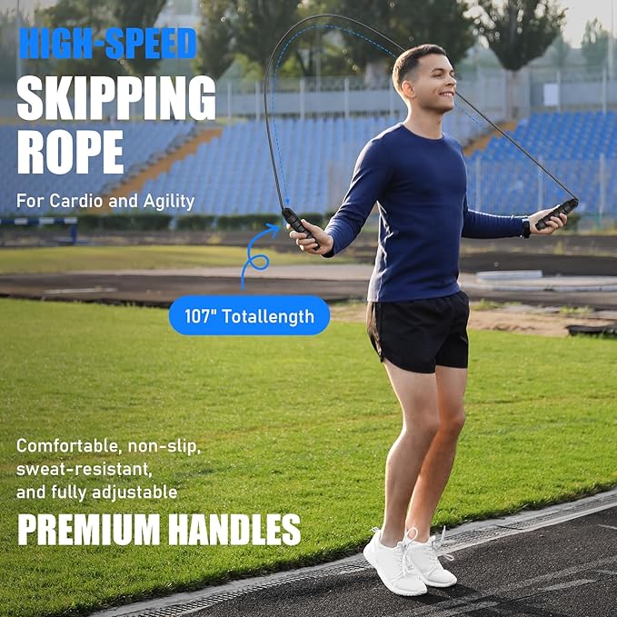 Agility Ladder, Soccer Speed Training Equipment, Football Practise Set with 20ft Ladder, 12 Cones, 4 Adjustable Hurdles, Jump Rope, Parachute, for Basketball, Football, Kids, Youth, Adults