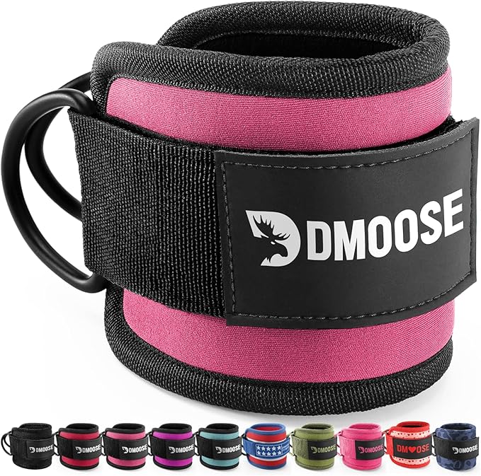 DMoose Ankle Strap for Cable Machine - One Size Fit with Premium Padding, Workout Kickback Ankle Cuffs, Ankle Bands for Working Out, Booty Workouts, Leg Extension, Hip Abductors & Lower Body Exercises