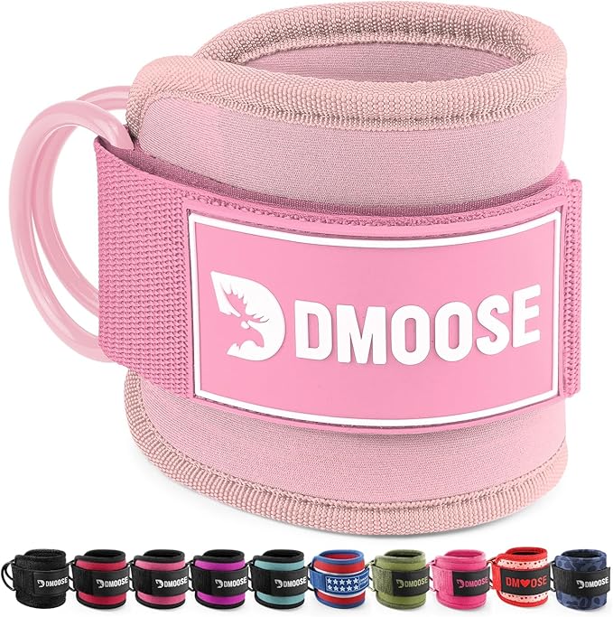 DMoose Ankle Strap for Cable Machine - One Size Fit with Premium Padding, Workout Kickback Ankle Cuffs, Ankle Bands for Working Out, Booty Workouts, Leg Extension, Hip Abductors & Lower Body Exercises
