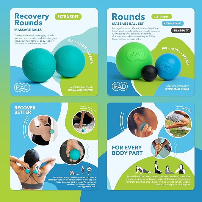 RAD Baller Bundle – Myofascial Release Balls for Full Body Mobility & Recovery, Trigger Point Relief – Includes Rounds (Set of 3), Recovery Rounds (Set of 2), and Neuro Ball Foot Roller