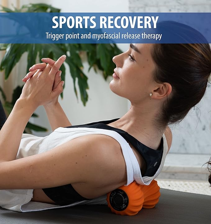 Zyllion Vibrating Peanut Massage Ball with 4 Modes - Cordless Rechargeable Electric Deep Tissue Massager Roller for Muscle Pain Relief, Orange, ZMA-30