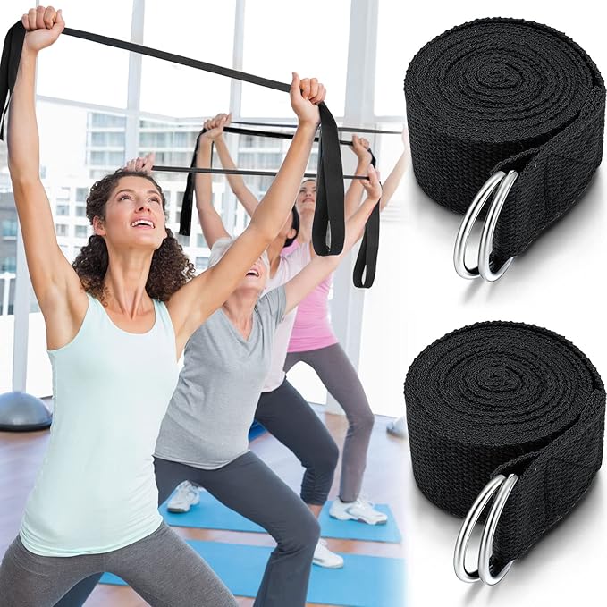 6 Pcs Yoga Strap for Stretching 8 Ft Yoga Exercise Adjustable Straps Bands with Safe Adjustable D Ring Buckle for Pilates Gym Workouts Fitness Improves Sitting Posture