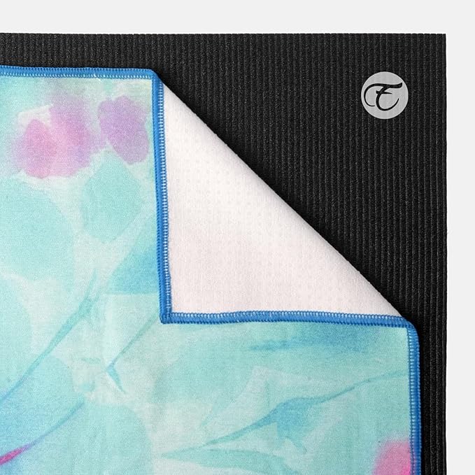 Eunzel Hot Yoga Towel, Non Slip Yoga Mat Towel Sweat Absorbent Printed Yoga Towel with Grip Dots for Hot Yoga, Pilates and Workout 72"x 24", Flower