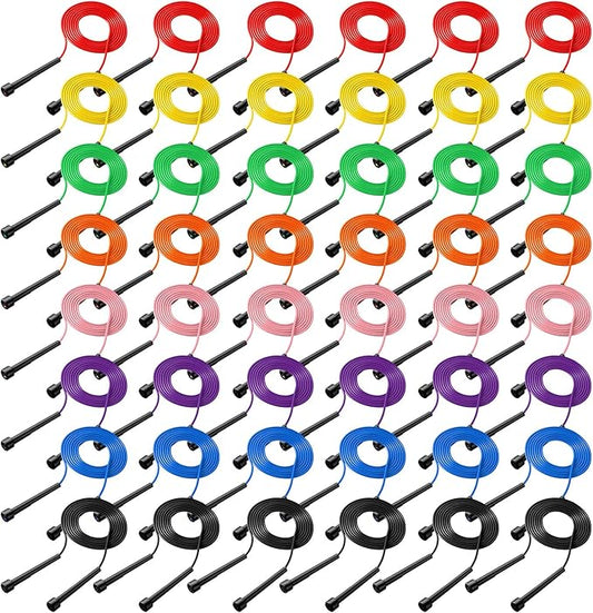 72 Pcs PVC Jump Ropes for Fitness 9.2 ft Adjustable Skipping Rope Versatile Unbreakable Speed Rope with Plastic Handles for Women Men Kids Endurance Training Cardio Exercise Workout