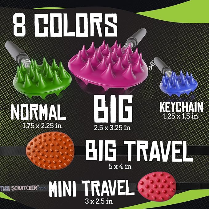 Cactus Scratcher Extendable Keychain Back Scratcher - 16" Long Stick Double Sided Retractable Scratching Tool for Hand, Neck, Head, and Body - Universal Gift for Family, Pets, and Friends, Black