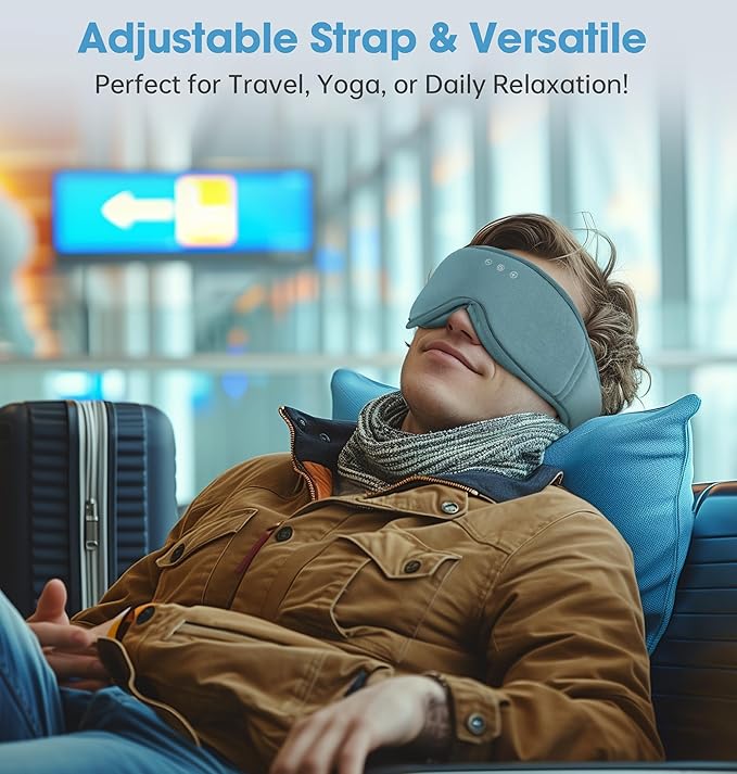 BambooCotton 3D Bluetooth Sleep Mask, LC-dolida 2025 New Sleep Headphones, Wireless Comfort, Sustainable Luxury for Better Sleep