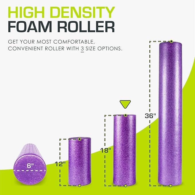 ProsourceFit High Density Foam Rollers 12 - inches Long, Firm Full Body Athletic Massage Tool for Back Stretching, Yoga, Pilates, Post Workout Muscle Recuperation, Black/Blue