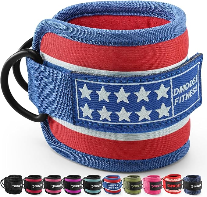 DMoose Ankle Strap for Cable Machine - One Size Fit with Premium Padding, Workout Kickback Ankle Cuffs, Ankle Bands for Working Out, Booty Workouts, Leg Extension, Hip Abductors & Lower Body Exercises