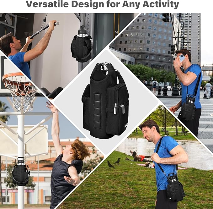 icolor Magnetic Gym Bag Water Bottle Carrier Holder with Phone Pockets & Shoulder Strap,Gym Magnetic Bag 5 Built-in Magnets Gym Accessories Organizer Magnetic Bottle Pouch Sleeve for Men Women