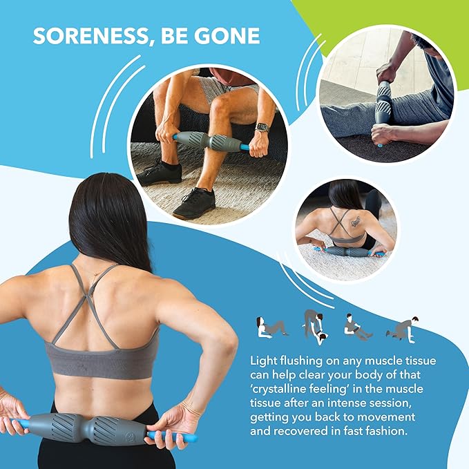 RAD 2-in-1 Muscle Flushing Kit – Includes Exercise Foam Roller & Massage Roller Stick – Deep Tissue Myofascial Release, Muscle Recovery Tools for Mobility & Performance