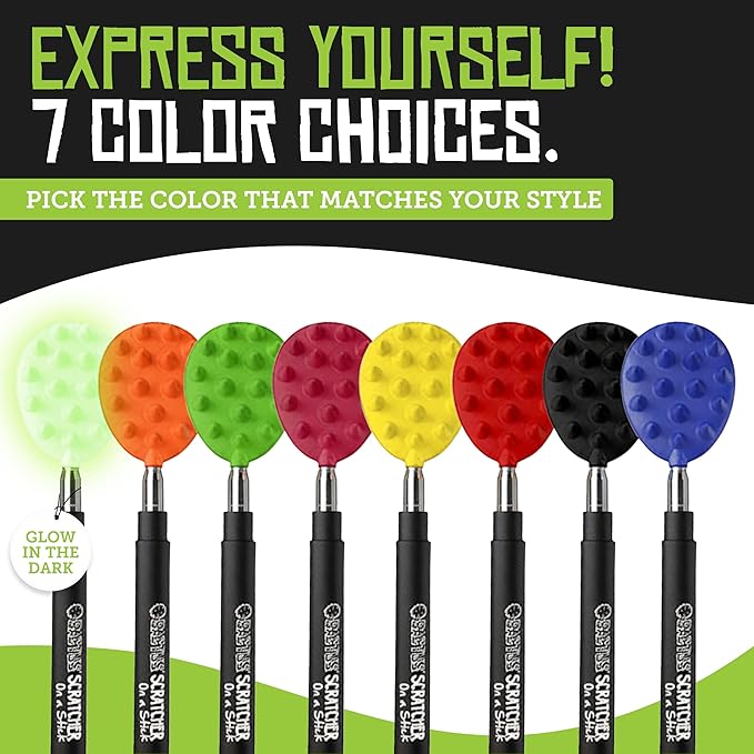 Cactus Scratcher Extendable Telescopic Back Scratcher - Extends 25" Long Double Sided Retractable Scratching Tool for Hand, Neck, Head, and Body - Universal Gift for Family, Pets, and Friends, Blue