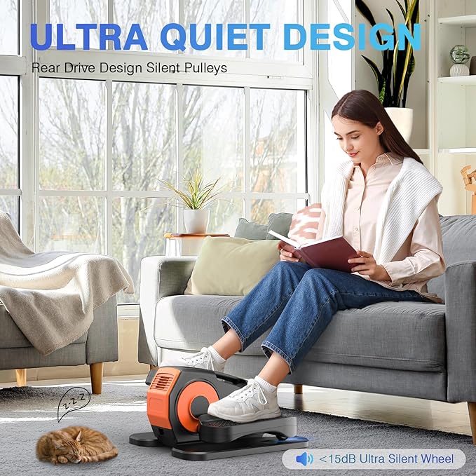 Under Desk Elliptical Machine, Electric Elliptical Leg Exerciser for Seniors with 12 Ad justable, Quiet Portable Elliptical Machine, Seated Pedal Exerciser with Remote Control