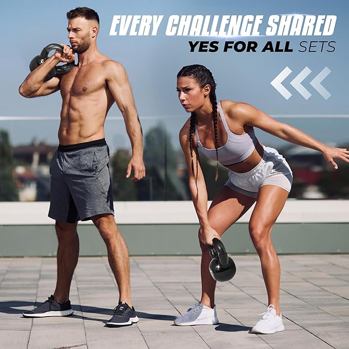 Yes4All Kettlebell, Vinyl Coated Kettlebell Cast Iron Sets with Stable Flat Bottom for Full Body Workout, Push up, Grip Strength Training & Weights Exercises