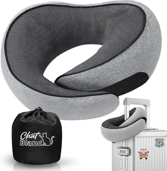 CHAT BLANC Travel Neck Pillow for Airplane, New Memory Foam Neck Travel Pillow for Airplanes, Airplane Pillow, Plane Pillow, Neck Pillow for Traveling Suitable for Airplanes