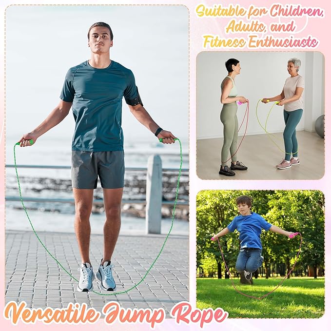 Aneco Colorful Jump Rope Bulk Exercise Equipment 7.2 Feet Nylon Jump Rope Colored Rope for Outdoor Fun Exercise Fitness Activity Party Favors