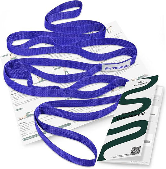 Trideer Stretching Strap Yoga Strap for Physical Therapy, 10 Loops Yoga Straps for Stretching, Non-Elastic Stretch Strap for Pilates, Exercise, Stretch Band for Women & Men