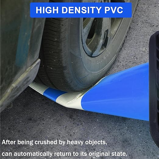 OrangeStar 4-Pack 28" Traffic Cones, Blue Safety Cones with Reflective Collars, Heavy Duty Base for Construction, Parking Lot, Road Work, Flexible PVC, Indoor & Outdoor Use