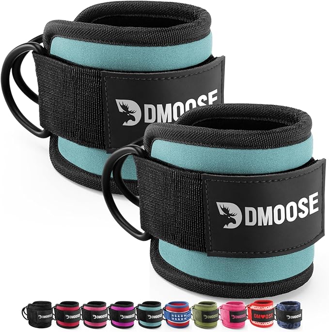 DMoose Ankle Strap for Cable Machine - One Size Fit with Premium Padding, Workout Kickback Ankle Cuffs, Ankle Bands for Working Out, Booty Workouts, Leg Extension, Hip Abductors & Lower Body Exercises