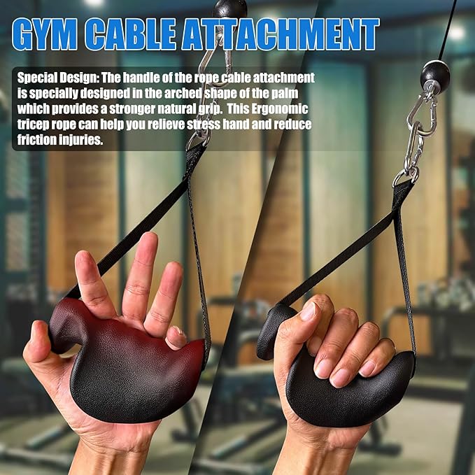 Ergonomic Tricep Rope Pulldown Attachments, Upgraded 27 32 40 & 47 Inch Extra Long Triceps Rope Cable Attachments for Gym, LAT Pull Down Bar for Cable Machine, Tricep Workout Cable Attachments