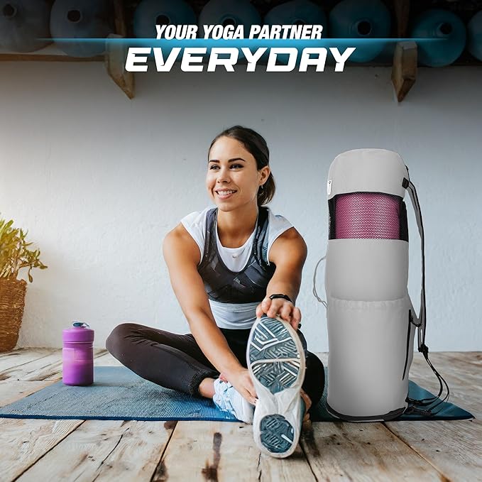 MAGNILAY Yoga Mat Bag - for Women and Men, Yoga Bag with Pockets and Adjustable Strap, Yoga Mat Carrier, Fits Mats Blocks and Yoga Accessories for Workouts, (32”L x 9” Diameter)