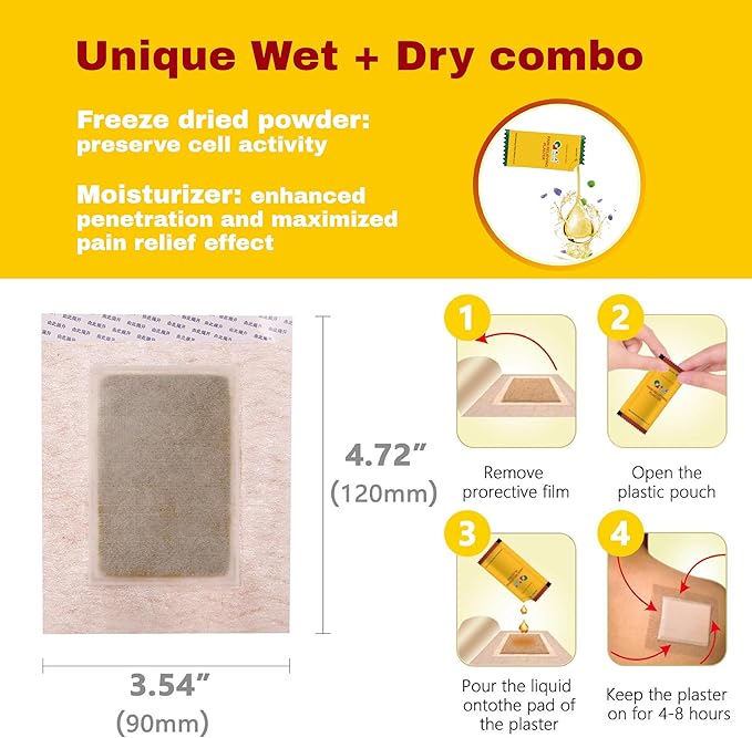 QIZHENG HIMALAYA Pain Relieving Patch (5 Patches), Warming Herbal Patch. Suitable for Back, Neck, Shoulder, Knee Pain, Muscle Soreness, Instant Care for Sprain. Tibetan Medicine Natural Herbs