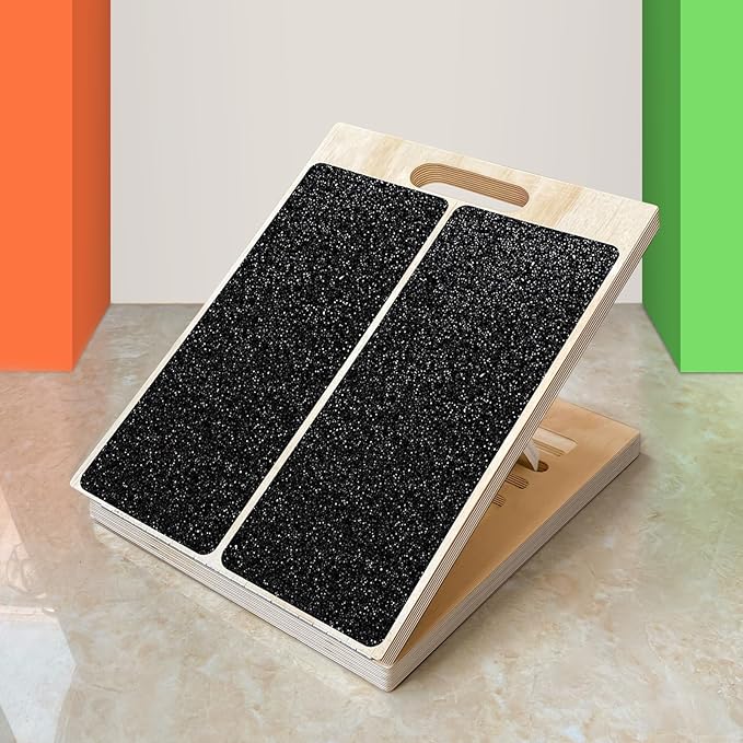 Adjustable Foot Incline Wooden Slant Board For Calf Stretching,440lb Capacity, Balance Velour Stretcher Ankle Stretch Knee Leg Boards Squats Wedge Exercise Pilates Fitness Portable Equipment