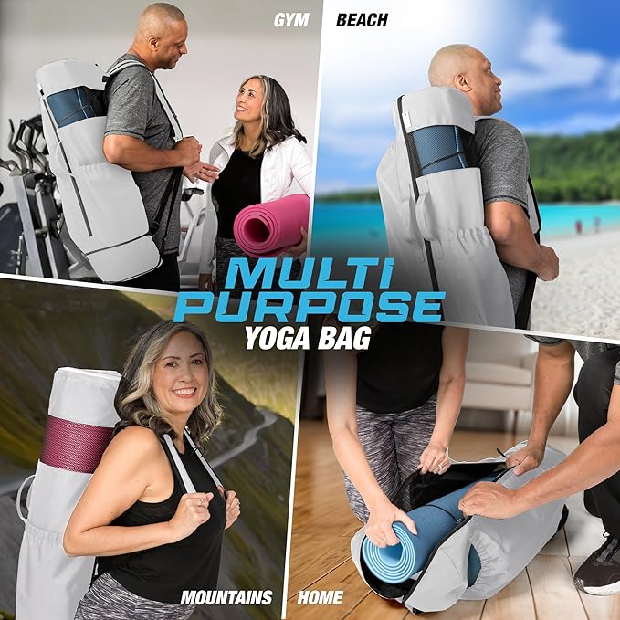 MAGNILAY Yoga Mat Bag - for Women and Men, Yoga Bag with Pockets and Adjustable Strap, Yoga Mat Carrier, Fits Mats Blocks and Yoga Accessories for Workouts, (32”L x 9” Diameter)