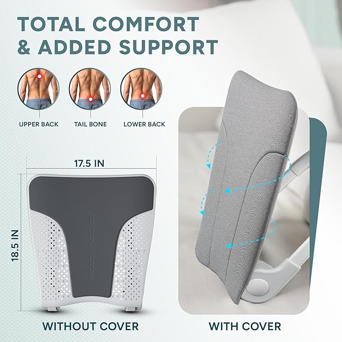 READY ROCKER Deluxe Cloud | Adjustable Ergonomic Portable Rocker | Back Pain Relief & Relaxation | White Rocker & Deluxe Cover | Back & Lumbar Support for Chair | Lightweight & Portable | 3.0 Model