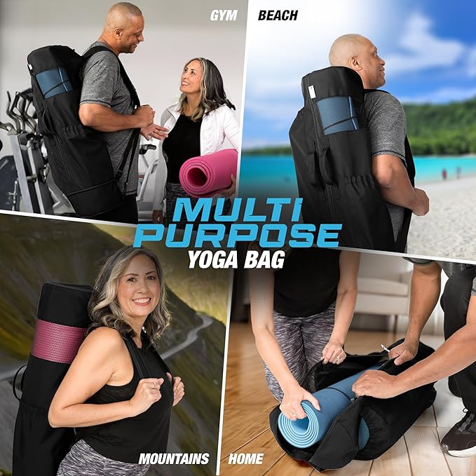 MAGNILAY Yoga Mat Bag - for Women and Men, Yoga Bag with Pockets and Adjustable Strap, Yoga Mat Carrier, Fits Mats Blocks and Yoga Accessories for Workouts, (32”L x 9” Diameter)