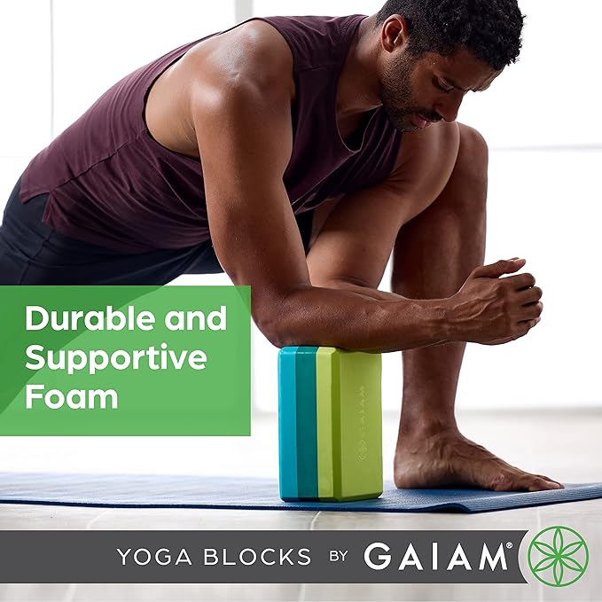Gaiam Yoga Block - Supportive Latex-Free Eva Foam - Soft Non-Slip Surface with Beveled Edges for Yoga, Pilates, Meditation - Yoga Accessories for Stability, Balance, Deepen Stretches