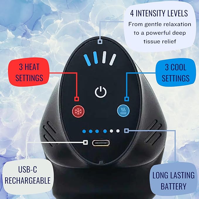 Professional Grade Massage Gun - Deep Tissue Back Massager with Heat and Cold Therapy Tip and Innovative Full-Body Extended Handle