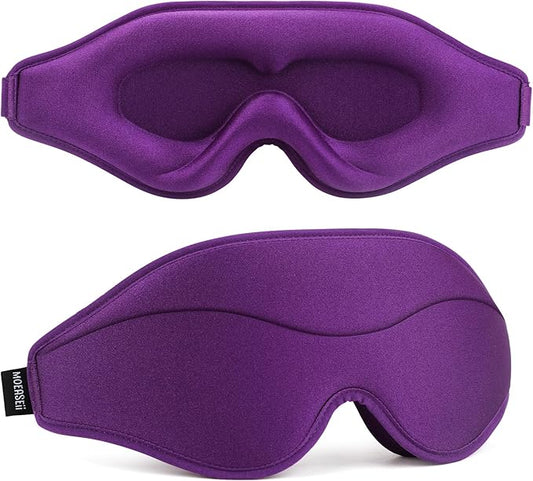 Sleep Mask - Total Blackout 3D Sleeping Mask, Super Lightweight & Silky Soft Eye Mask for Sleeping, Fully Adjustable Fit for Home, Office, Traveling, Meditation, Yoga, Purple